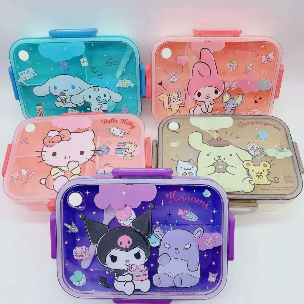 Sanrio Lunch Box Kawaii Hello Kitty Cinnamoroll Separate Lunch Boxes Eco-friendly Bento Box Picnic Fruit Salad Box Microwaveable - AliExpress 