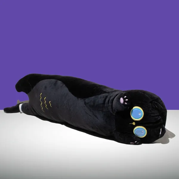 Noir - Soft and cuddly long cat (Black) - 90cm