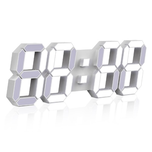 15" Large 3D LED Digital Wall Alarm Clock with Remote Control, EDUP HOME LED White Light Nightlight Decor Clocks with Multi-Levels Brightness/Time /Date/Temperature Display, For Kitchen Bedroom Office