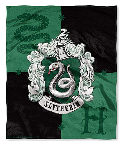 Harry Potter Slytherin House Crest Silk Touch Throw 50" x 60"- Slytherin - Slytherin
