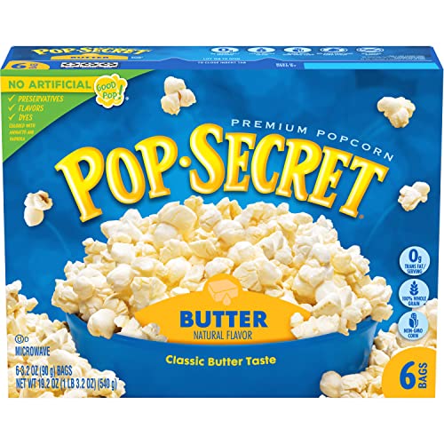 Pop Secret Butter Natural Flavor Popcorn, 3.2 Oz, 6 Ct - Butter Natural Flavor - 3.20 Ounce (Pack of 6)