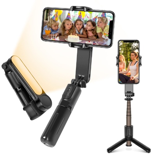 Gimbal Stabilizer for Smartphone, Phone Gimbal with Filling Light, Mobile Phone Gimbal Stabilizer with Remote Control, iPhone Stabilizer for Vlog Video, Compatible with Android/ IOS