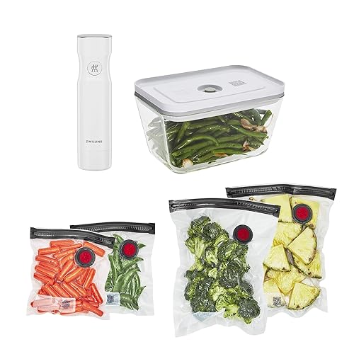 ZWILLING Fresh & Save Vacuum Sealer Machine Starter Set, 6 Piece BPA-Free Sous Vide, Meal Prep Container Set - Glass - 6-pc