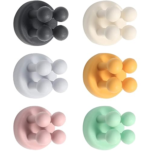 EAARSUO 6 Pack Multifunction Razor Holder for Shower Wall, Silicone Self Adhesive Hooks for Hanging, Waterproof Damage Free Hanging Hooks, Stick on Wall Hooks for Kitchen Home (6 Packs,Style A) - 6 Packs,style a