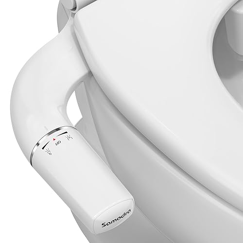SAMODRA Ultra-Slim Bidet, Minimalist Bidet for Toilet with Non-Electric Dual Nozzle (Frontal & Rear Wash) Adjustable Water Pressure, Fresh Water Bidet Toilet Seat Attachment, Easy to Install - Posterior & Feminine (Sliver)