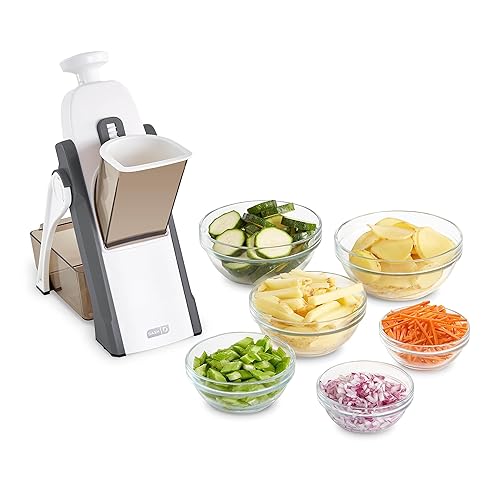 DASH Safe Slice® Mandoline Slicer, Julienne + Dicer for Vegetables, Meal Prep & More with 30+ Presets & Thickness Adjuster - Grey - Gray