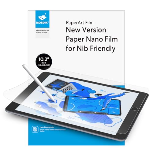 MOBDIK [2 Pack Paperfeel Screen Protector Compatible with iPad 9/8/7 (10.2-Inch, 2021/2020/2019, 9th/8th/7th Generation), Crafted for Natural Writing, Anti Glare with Easy Installation Kit