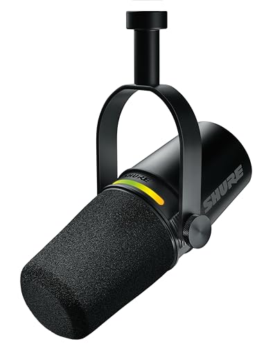 Shure MV7+ Podcast Dynamic Microphone. Enhanced Audio, LED Touch Panel, USB-C & XLR Outputs, Auto Level Mode, Digital Pop Filter, Reverb Effects, Podcasting, Streaming, Recording - Black - Black - Gen 2
