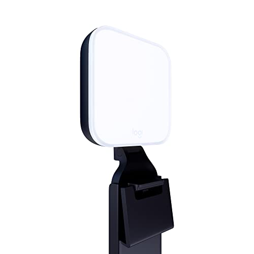 Logitech for Creators Litra Glow Premium LED Streaming Light with TrueSoft, adjustable monitor mount, brightness & color temp settings, desktop app control for PC/Mac - Graphite 3.6" x 3.6" x 1.1"