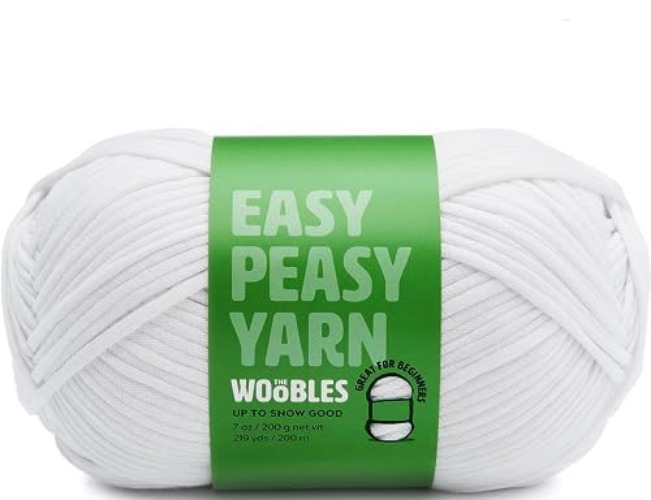 The Woobles Easy Peasy Yarn, Crochet & Knitting Yarn for Beginners with Easy-to-See Stitches - Yarn for Crocheting - Worsted Medium #4 Yarn - Cotton-Nylon Blend - Snow Place Like Home / Up To Snow Good