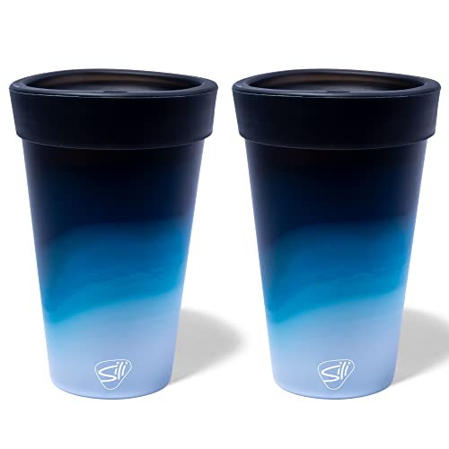 Silipint: Silicone 16oz Coffee Tumblers: 2 Pack Moon Beam - Unbreakable Cups, Reusable, Travel, For Hot & Cold Drinks - Moon Beam