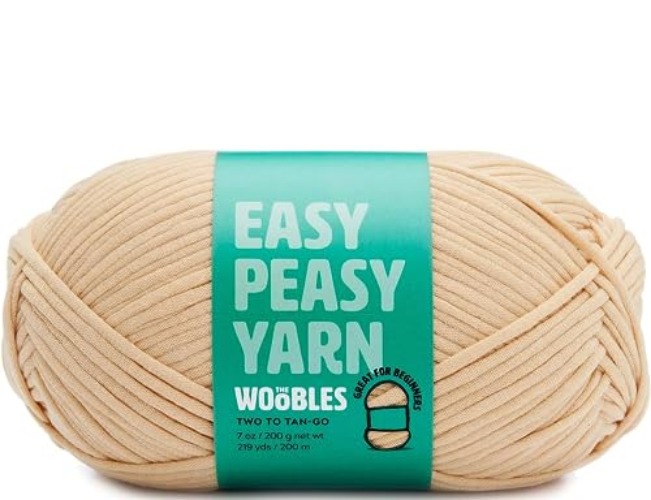 The Woobles Easy Peasy Yarn, Crochet & Knitting Yarn for Beginners with Easy-to-See Stitches - Yarn for Crocheting - Worsted Medium #4 Yarn - Cotton-Nylon Blend - This Sand is Your Sand / Two to Tango