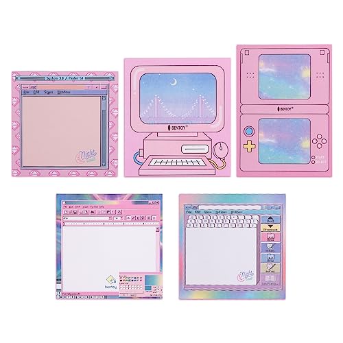 KOOBOOK Kawaii Planner Notebook Cute Memo Pads with Computer Game Shape Design Kawaii Office Supplies,5 Styles,50 Sheets/Pad