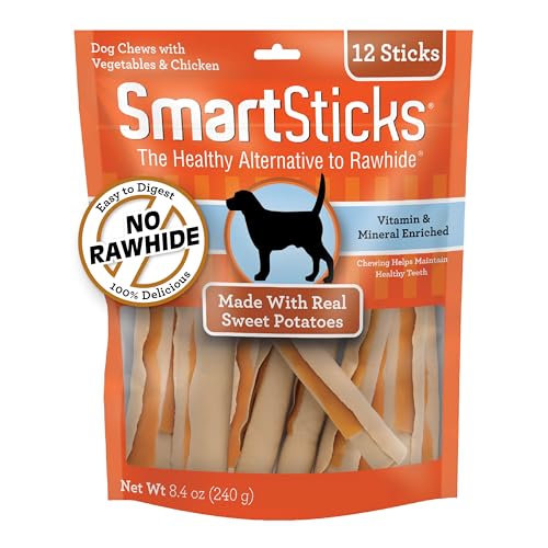 SmartBones SmartSticks, Treat Your Dog to a Rawhide-Free Chew Made With Real Meat and Vegetables - Sweet Potato - 8.4 Ounce (Pack of 1)