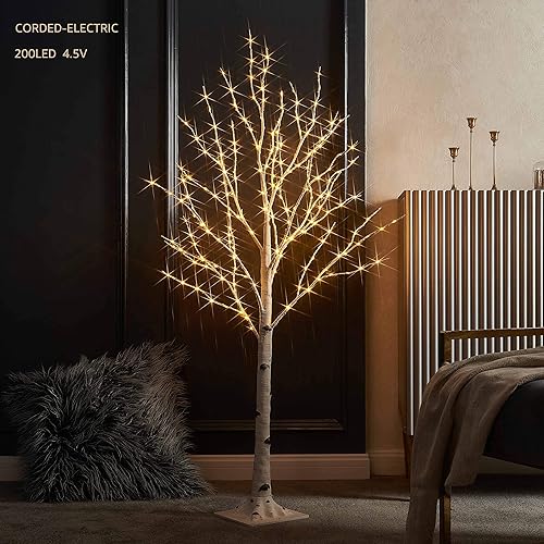 LITBLOOM Lighted Birch Twig Tree with Fairy Lights 4FT 200 LED Lights for Indoor Outdoor Home Thanksgiving Christmas Holiday Decoration - 4 ft BIRCH