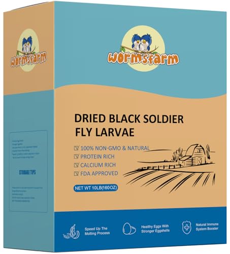 WormsFarm 10lb Dried Black Soldier Fly Larvae Treat for Chickens More Calcium Than Mealworms,for Laying Hen,Wild Birds(10 Pound) - 10 Pound (Pack of 1)