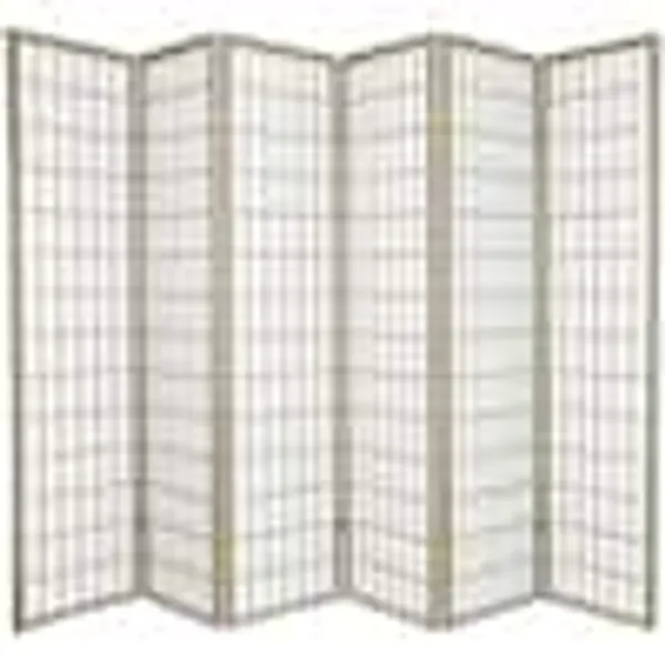 6 ft. Grey Window Pane 6-Panel Room Divider