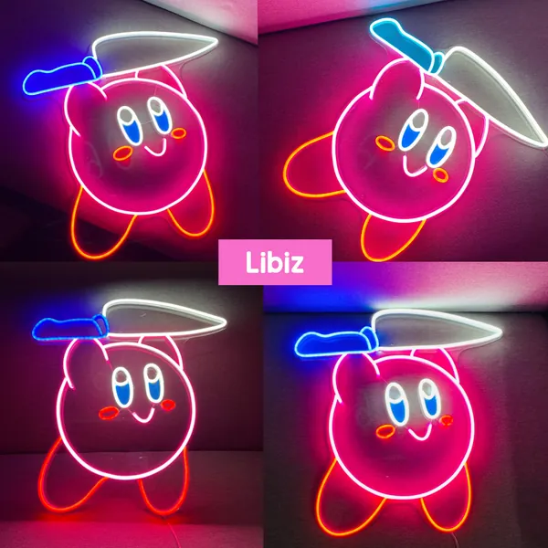 Kirby Knife Neon Sign / Custom Kirby Neon Sign / Kirby Neon Sign / Kirby Knife Led Signs / Kirby Knife Wall Decor / Anime Neon Sign