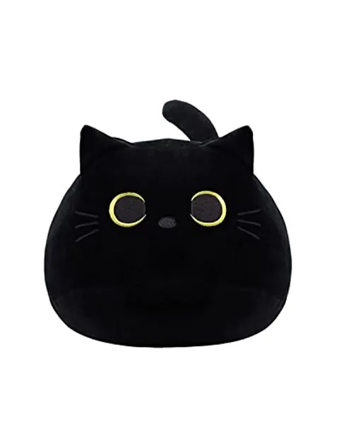 iBccly Black Cat Plush Toy: Soft, Stuffed Animal Pillow, Baby Sofa Decoration, Cat-shaped Design - Black