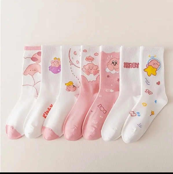 7 Pair Kirby Pink Mid Sock Set