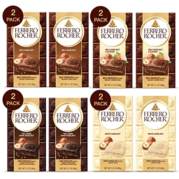 Ferrero Rocher Premium Chocolate Bars, Variety Pack Individually Wrapped, 8 Pack, 3.1 Oz. Each