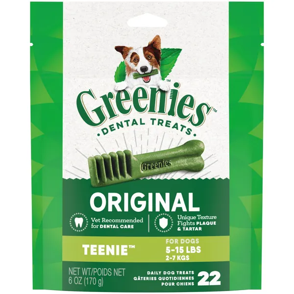 Greenies Original Dental Chews for Dogs, Teenie (5-15 lb. Dogs), Natural Dog Treats