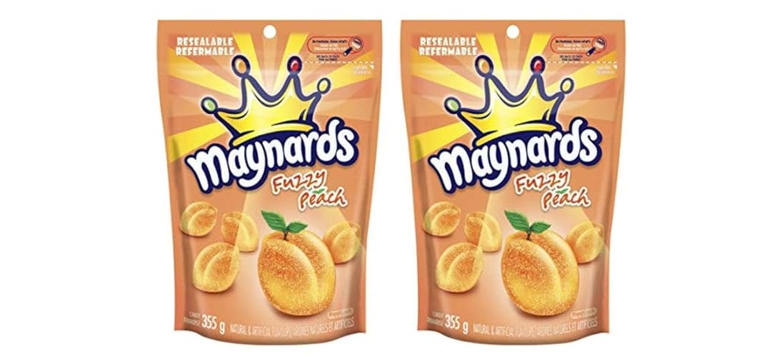 2 Pack Maynards Fuzzy Peach Candy, 355 Gram (Imported From Canada)