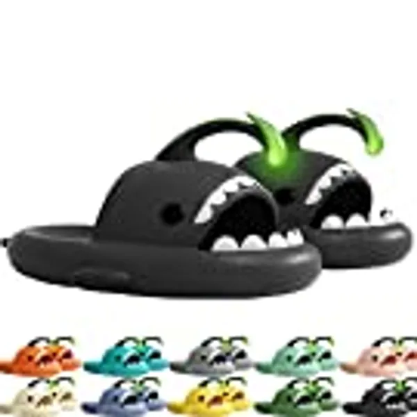 Angler Fish Slides - Shark Slippers, Glow in the Dark, Super Soft, Comfy, Silent and Anti-slippery