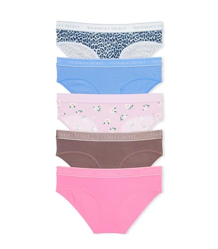 Victoria's Secret Women's Cotton Logo Hipster Underwear, Moderate Coverage Panties for Women, Multi Pack (XS-XXL) - Fresh Multi - Medium