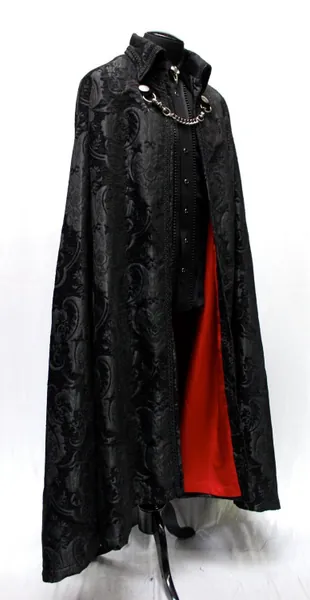 CLOAK OF DARKNESS - Black Tapestry with red satin lining