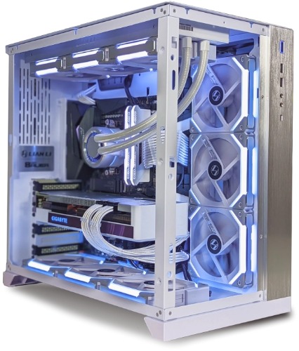 The Great North - Extreme - CPU: Ryzen 9 7950X | GPU: Nvidia RTX 4090 | RAM: Corsair 32GB @ 6000MHz | Storage: 2TB Western Digital SN 570 NVMe SSD | Motherboard: ASUS Prime X670-P WiFi | CPU Cooler: 360mm AIO | Case: O11DW | OS: Windows 11 Home | Ethernet