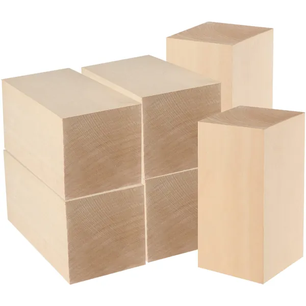 MUKCHAP 6 Pack Basswood Block, 6 x 3 x 3 Inch Basswood Carving Blocks, Large Unfinished Soft Wood Blocks for Crafts Carving and Whittling - 