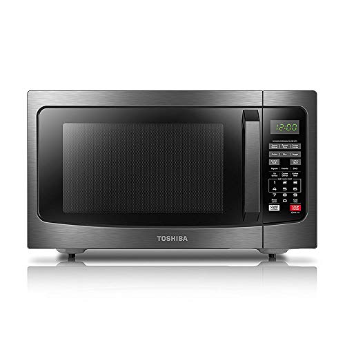 TOSHIBA EM131A5C-BS Countertop Microwave Ovens 1.2 Cu Ft, 12.4" Removable Turntable Smart Humidity Sensor 12 Auto Menus Mute Function ECO Mode Easy Clean Interior Black Color 1100W - Black