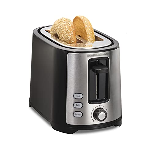 Hamilton Beach 2 Slice Extra Wide Slot Toaster with Bagel & Defrost Settings, Shade Selector, Toast Boost, Auto Shutoff, Black & Stainless Steel (22633) - 2 Slice - Toaster