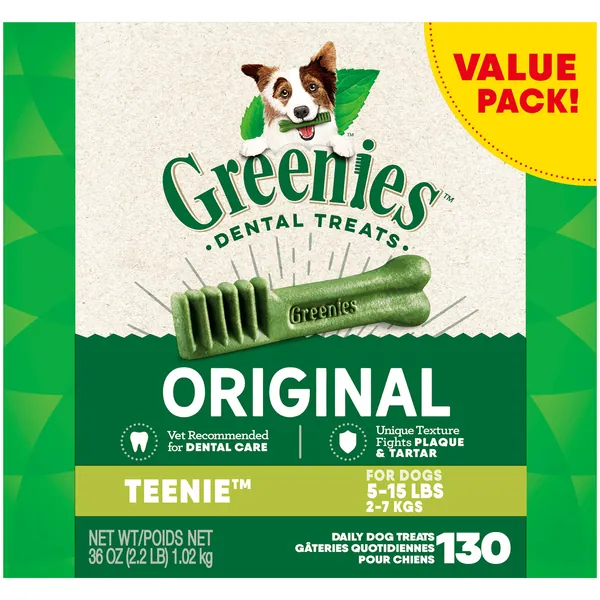 Greenies Original Teenie Natural Dental Dog Treats (5-15 lb. Dogs) - 130 Count (Pack of 1)