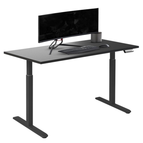 Desky Single Sit Stand Gaming Desk | Black / 1200x750mm / Black