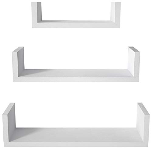 SRIWATANA Floating Shelves Wall Mounted, Solid Wood Wall Shelves, White - 1.white
