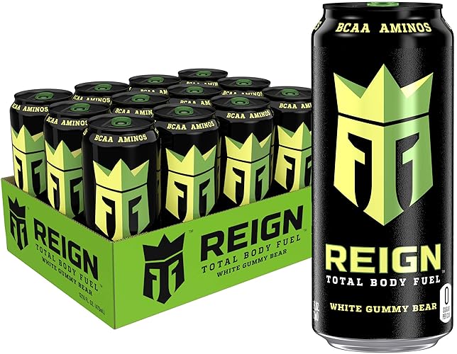 Reign Total Body Fuel, White Gummy Bear, Fitness & Performance Drink, 16 Fl Oz (Pack of 12) - White Gummy Bear