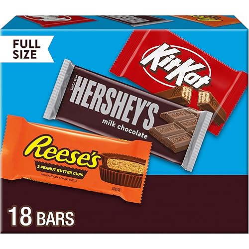 HERSHEY'S, KIT KAT and REESE'S Assorted Milk Chocolate Candy Variety Box, 27.3 oz (18 Count) - Variety Pack - 18 Count (Pack of 1)