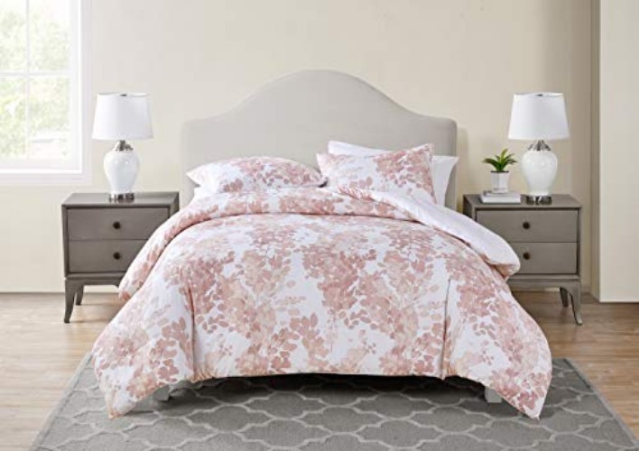 Tahari Home | Sofia Bedding Collection | Luxury Ultra Soft Comforter, All Season Premium 3 Piece Set, Modern Delicate Floral Print, Designed for Home Hotel Décor, Full/Queen, Rose - Full/Queen