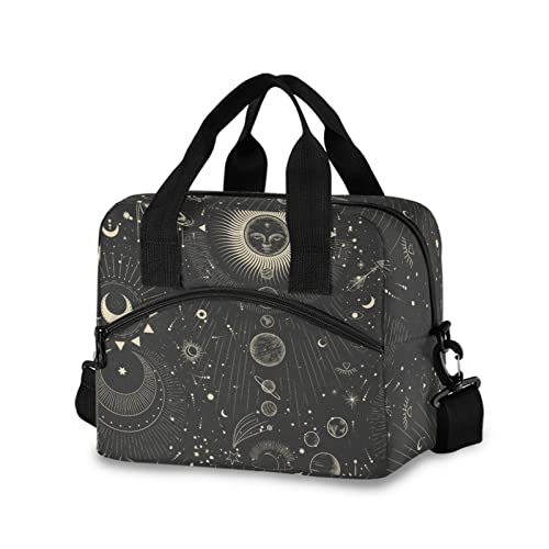 Moon And Stars Goth Insulated Lunch Bag Reusable Lunch Tote Bag Cooler Bag for Women Men Adult Lunch Box with Adjustable Shoulder Strap Leakproof Lunch Bag for Work School Picnic Camping - Moon And Stars Goth