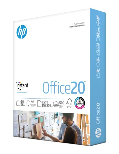 HP Printer Paper | 8.5x11 Paper |Office 20 lb | 1 Ream - 500 Sheets | 92 Bright | Made in USA - FSC Certified | 112150R - 1 Ream | 500 Sheets - Letter (8.5 x 11)