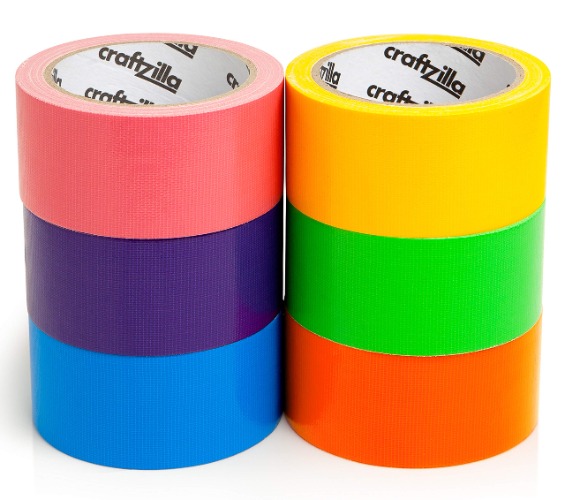 Craftzilla Rainbow Colored Duct Tape — 6 Bright Duct Tape Colors — 15 Yards x 2 Inch — Waterproof Duct Tape — Colored Duct Tape Multipack for Arts — Heavy Duty Duct Tape — Color Duct Tape Rolls - 15 yards x 1.88 inches