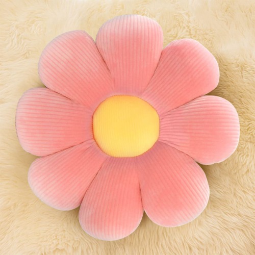 Flower Pillow 15 Inch Soft Plush Flower Cushion Daisy Flower Shaped Floor Pillow Cute Comfortable Throw Pillow Decorative Seating Cushion for Living Room Bedroom Office Flower Pillow (Pink)
