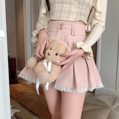 Pink Pleated Angelcore Skirt - S
