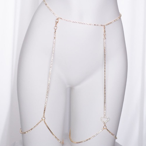 Heart Rhinestone Garters - Gold / S/M