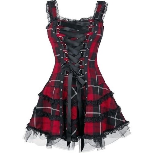 Tartan Pinup Dress - Red / XXL