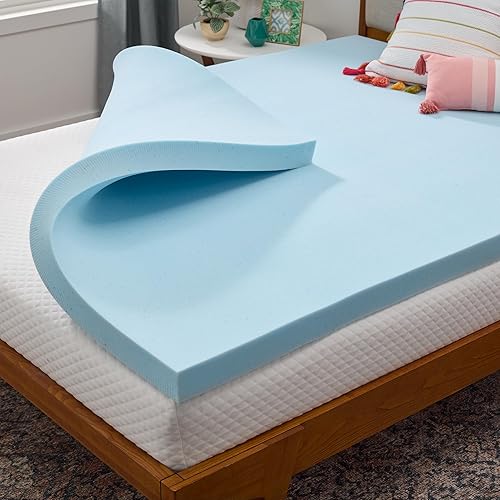 LINENSPA Memory Foam Mattress Topper - 3 Inch Gel Infused Memory Foam - Plush Feel - Cooling and Pressure Relieving - CertiPUR Certified - Dorm Room Essentials - Full Size - Full - 3 Inch - Topper Only