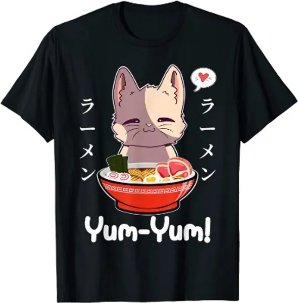 Kawaii Neko Ramen Lover Japanese Noodle Anime T-Shirt