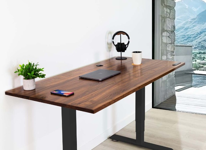Standing Office Desk - L (70" × 29") / Black / Walnut